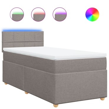 vidaXL Κρεβάτι Boxspring με Στρώμα Taupe 100x200cm Υφασμάτινο 1 τεμ. - Μονό