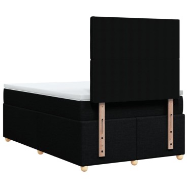 vidaXL Κρεβάτι Boxspring με Στρώμα Μαύρο 120x190 εκ. Υφασμάτινο