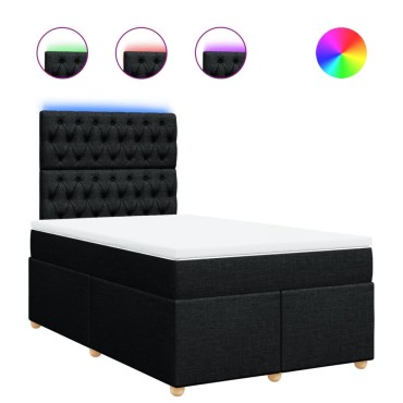 vidaXL Κρεβάτι Boxspring με Στρώμα Μαύρο 120x190 εκ. Υφασμάτινο
