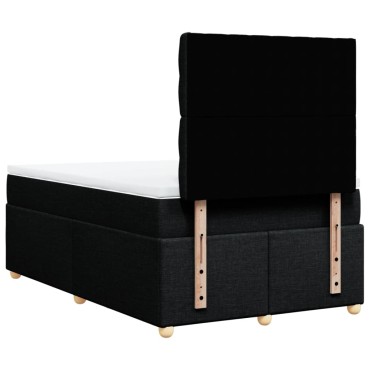 vidaXL Κρεβάτι Boxspring με Στρώμα Μαύρο 120x190 εκ. Υφασμάτινο