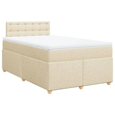 vidaXL Κρεβάτι Boxspring με Στρώμα Κρεμ 120x190cm Υφασμάτινο 1 τεμ. - Μονό