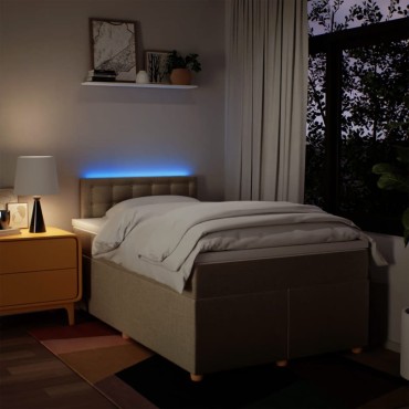 vidaXL Κρεβάτι Boxspring με Στρώμα Κρεμ 120x190cm Υφασμάτινο 1 τεμ. - Μονό