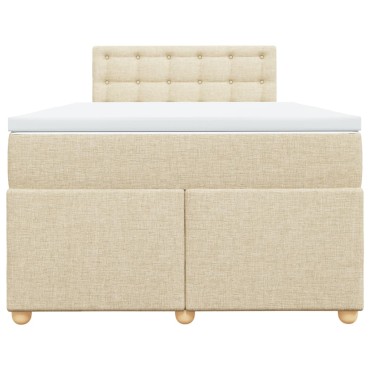 vidaXL Κρεβάτι Boxspring με Στρώμα Κρεμ 120x190cm Υφασμάτινο 1 τεμ. - Μονό