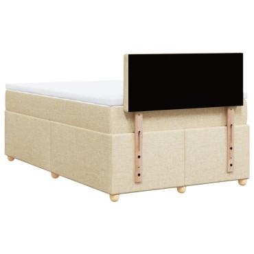 vidaXL Κρεβάτι Boxspring με Στρώμα Κρεμ 120x190cm Υφασμάτινο 1 τεμ. - Μονό