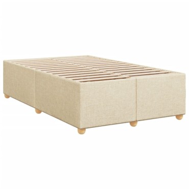 vidaXL Κρεβάτι Boxspring με Στρώμα Κρεμ 120x190cm Υφασμάτινο 1 τεμ. - Μονό