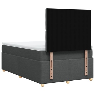 vidaXL Κρεβάτι Boxspring με Στρώμα Σκούρο Γκρι 120x200 εκ. Υφασμάτινο