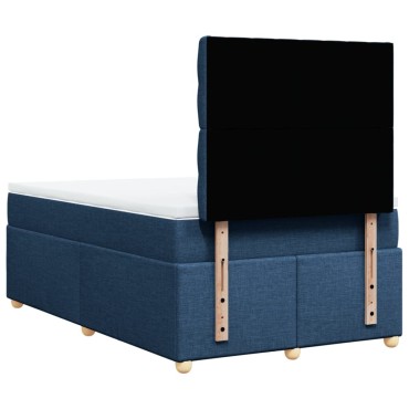 vidaXL Κρεβάτι Boxspring με Στρώμα Μπλε 120x200 εκ. Υφασμάτινο