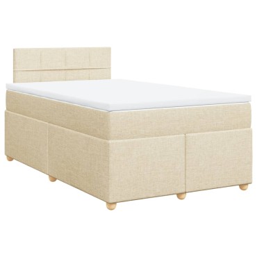 vidaXL Κρεβάτι Boxspring με Στρώμα Κρεμ 120x190cm Υφασμάτινο 1 τεμ. - Μονό