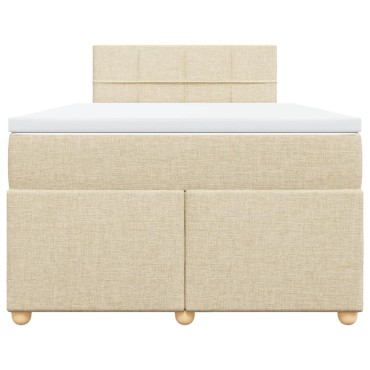 vidaXL Κρεβάτι Boxspring με Στρώμα Κρεμ 120x190cm Υφασμάτινο 1 τεμ. - Μονό