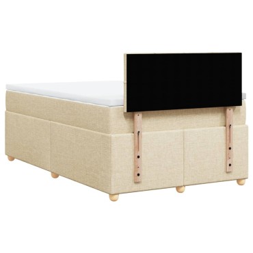 vidaXL Κρεβάτι Boxspring με Στρώμα Κρεμ 120x190cm Υφασμάτινο 1 τεμ. - Μονό