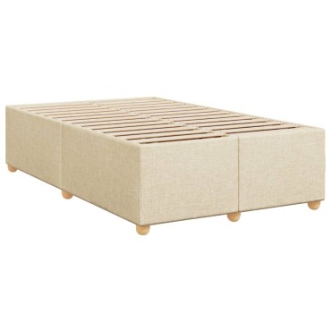 vidaXL Κρεβάτι Boxspring με Στρώμα Κρεμ 120x190cm Υφασμάτινο 1 τεμ. - Μονό