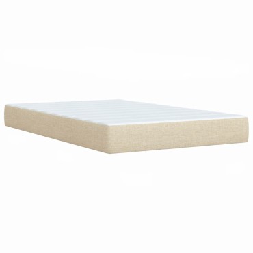 vidaXL Κρεβάτι Boxspring με Στρώμα Κρεμ 120x190cm Υφασμάτινο 1 τεμ. - Μονό