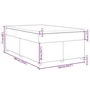 vidaXL Κρεβάτι Boxspring με Στρώμα Σκούρο Καφέ 120x190 εκ Υφασμάτινο
