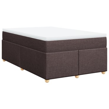 vidaXL Κρεβάτι Boxspring με Στρώμα Σκούρο Καφέ 120x190 εκ Υφασμάτινο