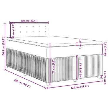 vidaXL Κρεβάτι Boxspring με Στρώμα Ροζ 120x200 εκ. Βελούδινο