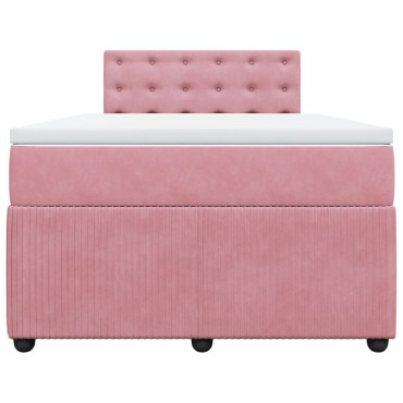 vidaXL Κρεβάτι Boxspring με Στρώμα Ροζ 120x200 εκ. Βελούδινο