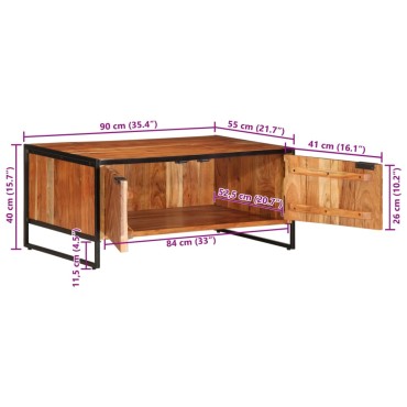 vidaXL Τραπεζάκι Σαλονιού 90x55x40cm από Μασίφ Ξύλο Ακακίας 1 τεμ.