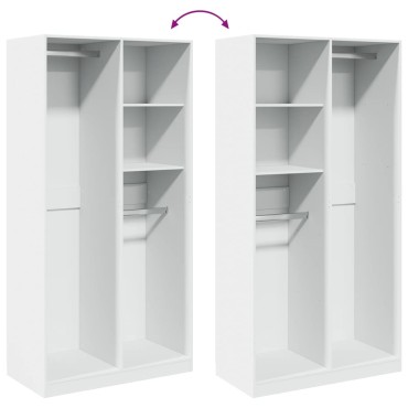 vidaXL Ντουλάπα Λευκή 100x50x200cm από Επεξεργασμένο Ξύλο 1 τεμ.