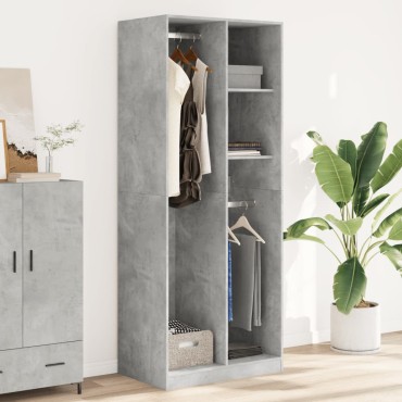 vidaXL Ντουλάπα Γκρι του Σκυροδέματος 80x50x200cm Επεξεργασμένο Ξύλο 1 τεμ.