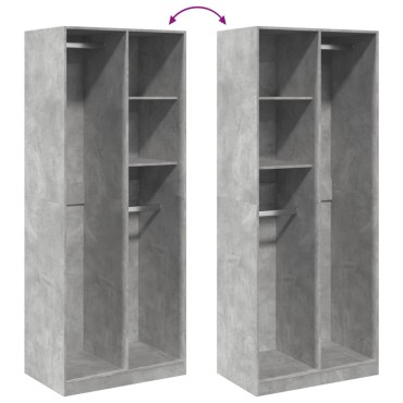 vidaXL Ντουλάπα Γκρι του Σκυροδέματος 80x50x200cm Επεξεργασμένο Ξύλο 1 τεμ.