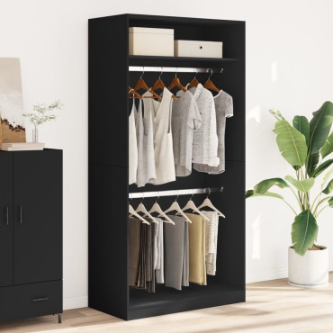 vidaXL Ντουλάπα Μαύρη 100x50x200cm από Επεξεργασμένο Ξύλο 1 τεμ.