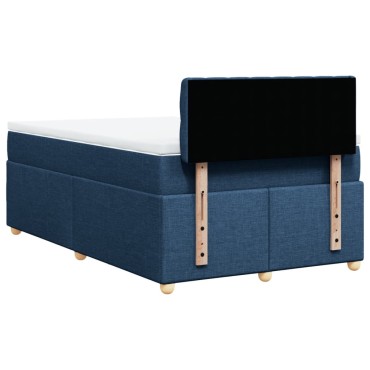 vidaXL Κρεβάτι Boxspring με Στρώμα Μπλε 120x200 εκ. Υφασμάτινο