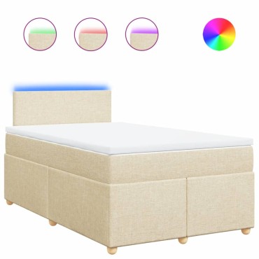 vidaXL Κρεβάτι Boxspring με Στρώμα Κρεμ 120x190 εκ. Υφασμάτινο