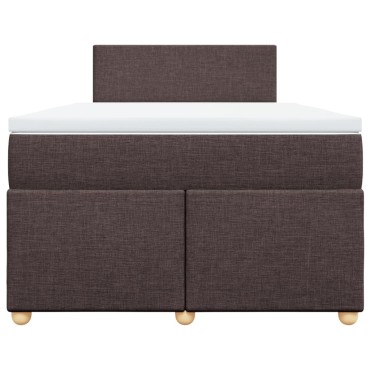 vidaXL Κρεβάτι Boxspring με Στρώμα Σκούρο Καφέ 120x190 εκ Υφασμάτινο