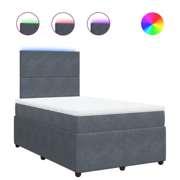 vidaXL Κρεβάτι Boxspring με Στρώμα Σκούρο Γκρι 120x200 εκ. Βελούδινο