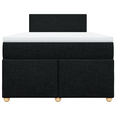 vidaXL Κρεβάτι Boxspring με Στρώμα Μαύρο 120x190 εκ. Υφασμάτινο