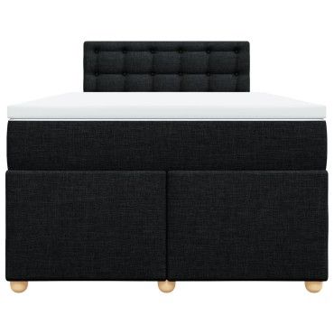 vidaXL Κρεβάτι Boxspring με Στρώμα Μαύρο 120x190 εκ. Υφασμάτινο