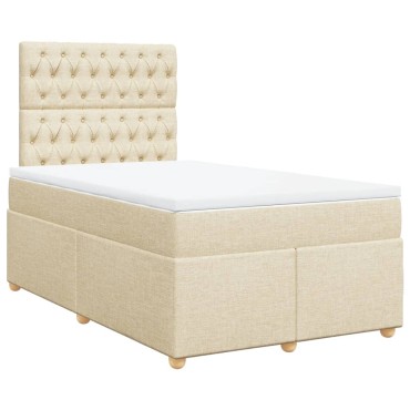 vidaXL Κρεβάτι Boxspring με Στρώμα Κρεμ 120x190cm Υφασμάτινο 1 τεμ. - Μονό