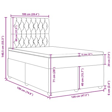 vidaXL Κρεβάτι Boxspring με Στρώμα Κρεμ 120x190 εκ. Υφασμάτινο