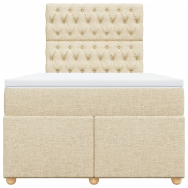 vidaXL Κρεβάτι Boxspring με Στρώμα Κρεμ 120x190cm Υφασμάτινο 1 τεμ. - Μονό