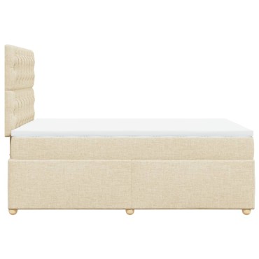 vidaXL Κρεβάτι Boxspring με Στρώμα Κρεμ 120x190cm Υφασμάτινο 1 τεμ. - Μονό