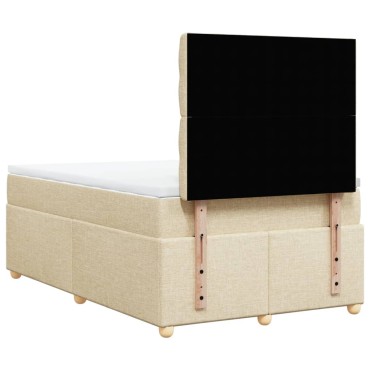 vidaXL Κρεβάτι Boxspring με Στρώμα Κρεμ 120x190cm Υφασμάτινο 1 τεμ. - Μονό