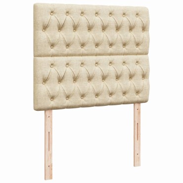 vidaXL Κρεβάτι Boxspring με Στρώμα Κρεμ 120x190cm Υφασμάτινο 1 τεμ. - Μονό