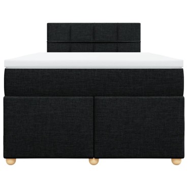vidaXL Κρεβάτι Boxspring με Στρώμα Μαύρο 120x190 εκ. Υφασμάτινο
