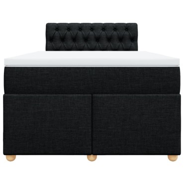vidaXL Κρεβάτι Boxspring με Στρώμα Μαύρο 120x190 εκ. Υφασμάτινο