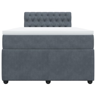 vidaXL Κρεβάτι Boxspring με Στρώμα Σκούρο Γκρι 120x200 εκ. Βελούδινο