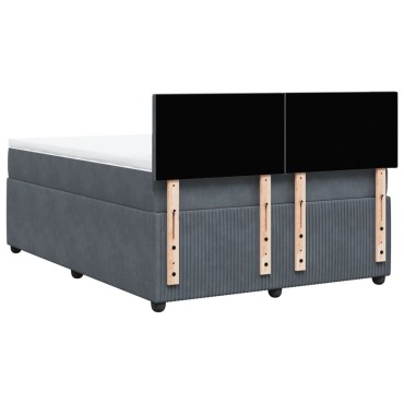 vidaXL Κρεβάτι Boxspring με Στρώμα Σκούρο Γκρι 140x190 εκ. Βελούδινο