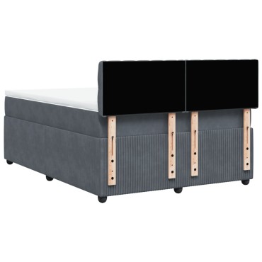 vidaXL Κρεβάτι Boxspring με Στρώμα Σκούρο Γκρι 140x190 εκ. Βελούδινο