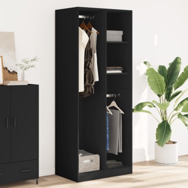 vidaXL Ντουλάπα Μαύρη 80x50x200cm από Επεξεργασμένο Ξύλο 1 τεμ.
