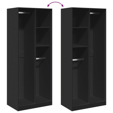 vidaXL Ντουλάπα Μαύρη 80x50x200cm από Επεξεργασμένο Ξύλο 1 τεμ.