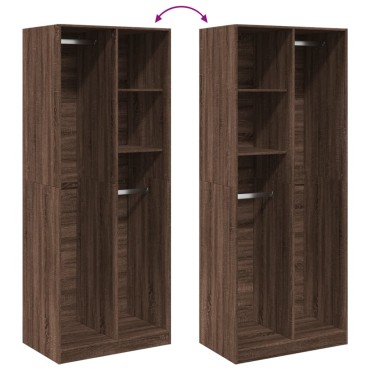 vidaXL Ντουλάπα Καφέ Δρυς 80x50x200cm από Επεξεργασμένο Ξύλο 1 τεμ.