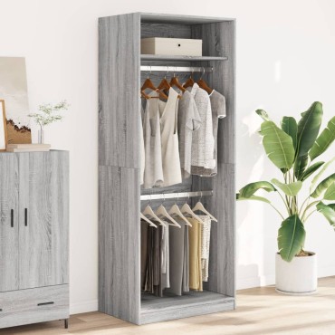 vidaXL Ντουλάπα Γκρι Sonoma 80x50x200cm από Επεξεργασμένο Ξύλο 1 τεμ.