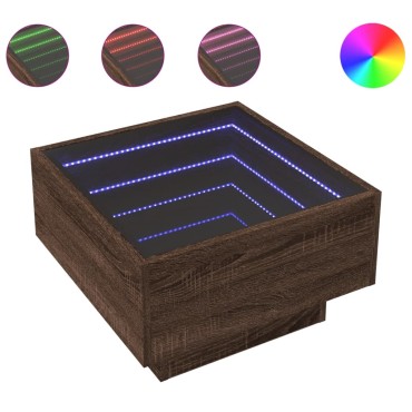 vidaXL Τραπεζάκι Σαλονιού με LED Δρυς 50x50x30cm Επεξεργασμένο Ξύλο 1 τεμ.