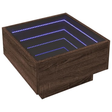 vidaXL Τραπεζάκι Σαλονιού με LED Δρυς 50x50x30cm Επεξεργασμένο Ξύλο 1 τεμ.
