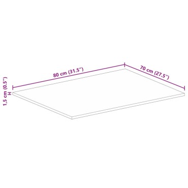 vidaXL Επιφάνεια Τραπεζιού Ορθογώνια 80x70x1,5cm Μασίφ Ξύλο Μάνγκο 1 τεμ.