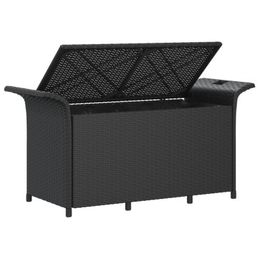 vidaXL Παγκάκι Κήπου με Μαξιλάρι Μαύρο 116x46x57cm από Συνθ. Ρατάν 1 τεμ.
